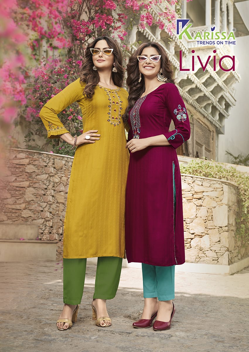 Karissa Livia Heavy Designer Ethnic Wear Rayon Latest Fancy Kurti Collection